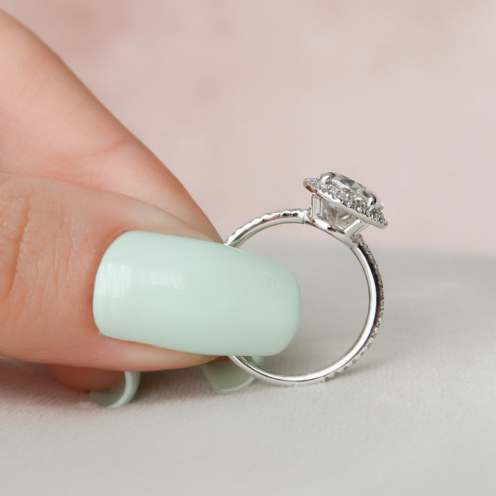 2.50CT Oval Cut Halo Moissanite Diamond Engagement Ring