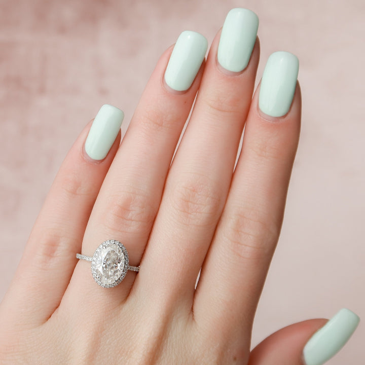 2.50CT Oval Cut Halo Moissanite Diamond Engagement Ring