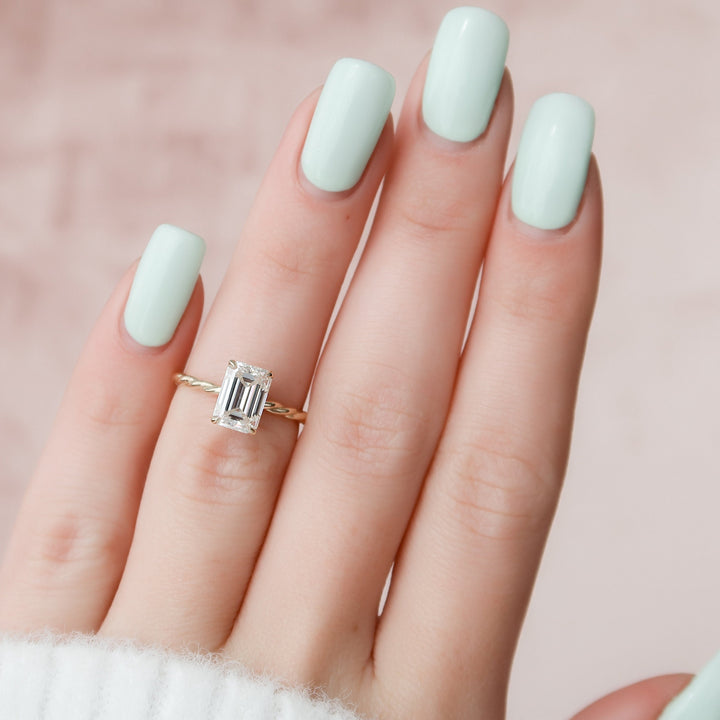 2.0CT Emerald Cut Braided Moissanite Diamond Engagement Ring