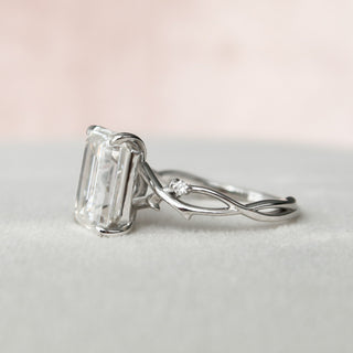 4.0CT Emerald Cut Twig Moissanite Engagement Ring