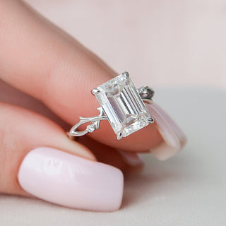 4 CT Emerald Cut Twig Moissanite Engagement Ring