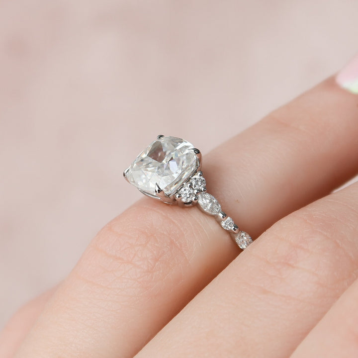 3.5 CT Cushion Cut Moissanite Engagement Ring