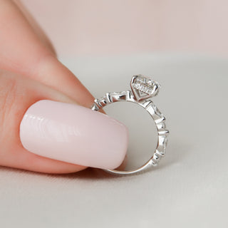 1.0CT Oval Cut Moissanite Unique Engagement Ring