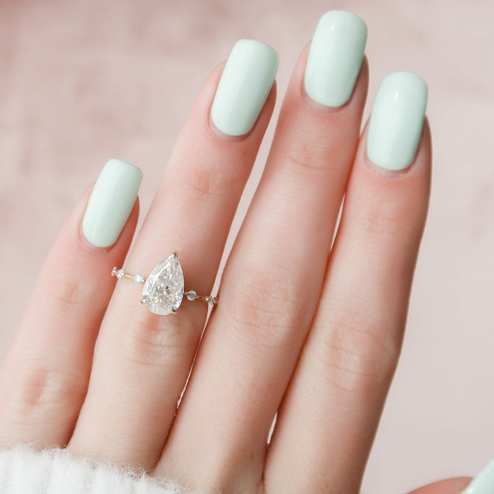 2 CT Pear cut Hidden Halo Moissanite Engagement Ring