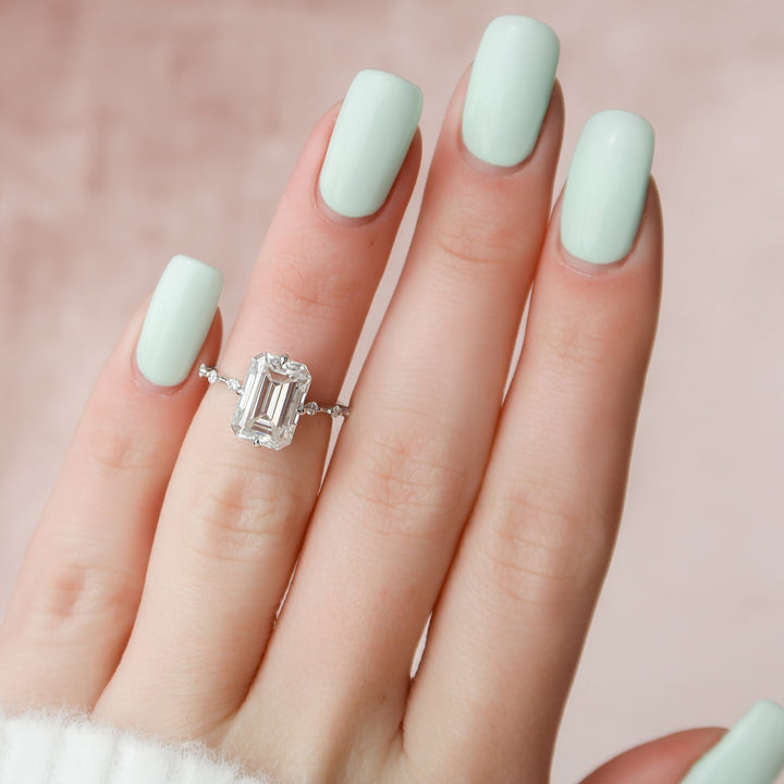 3 CT Emerald Cut Moissanite Engagement Ring