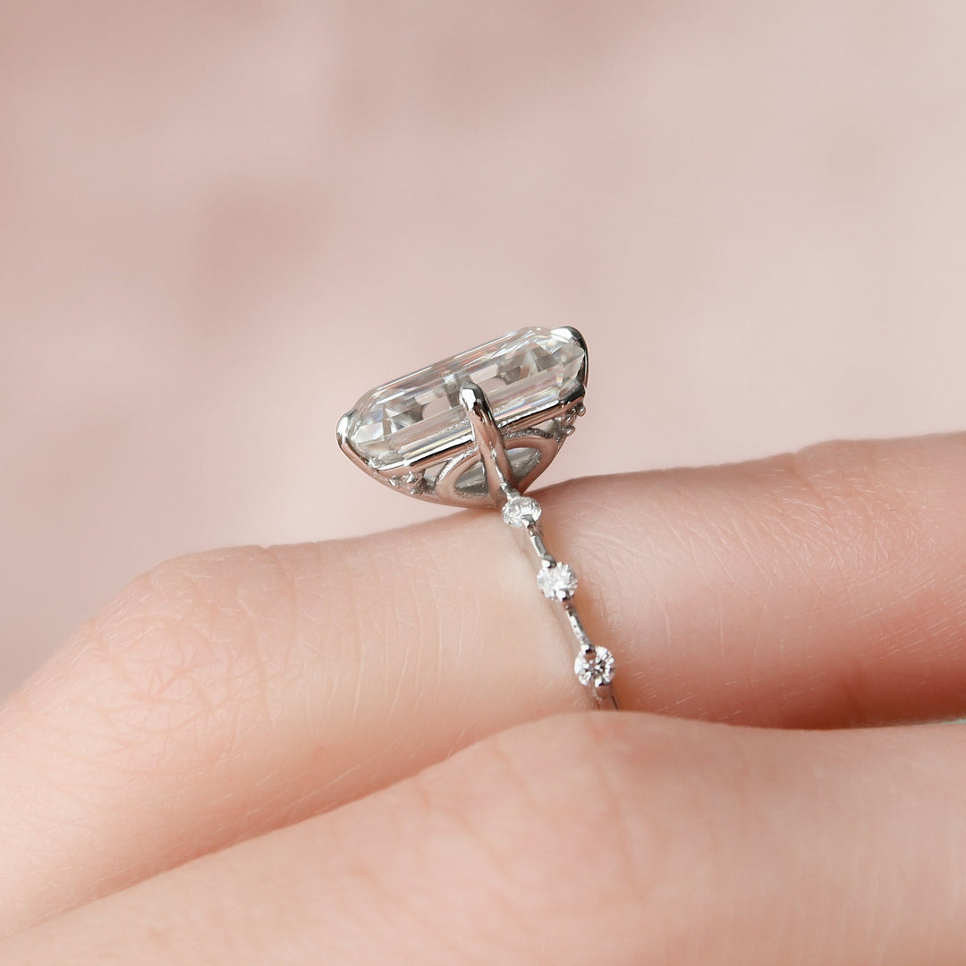 3 CT Emerald Cut Moissanite Engagement Ring