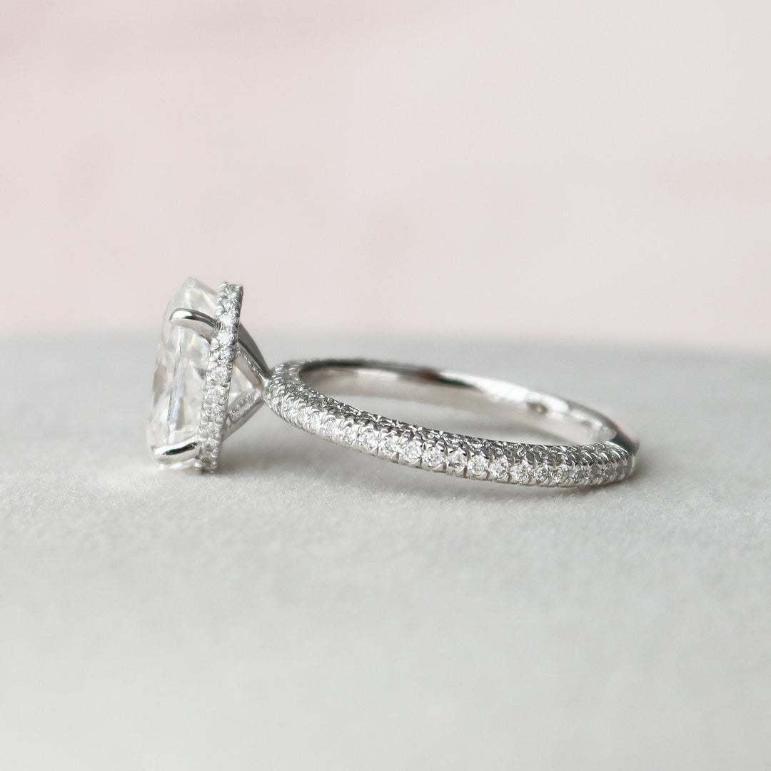 3 CT Oval cut Hidden Halo Moissanite Engagement Ring