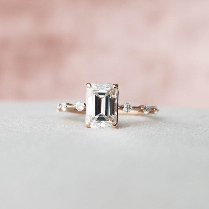 2.0CT Emerald Cut Solitaire Moissanite Engagement Ring