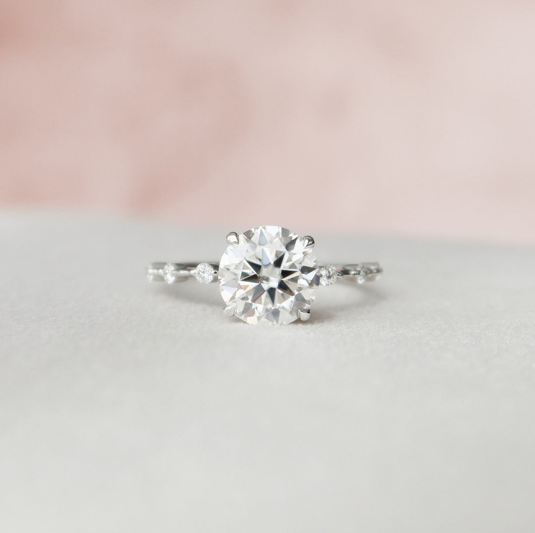 2.0CT Round Cut Moissanite Hidden Halo Engagement Ring