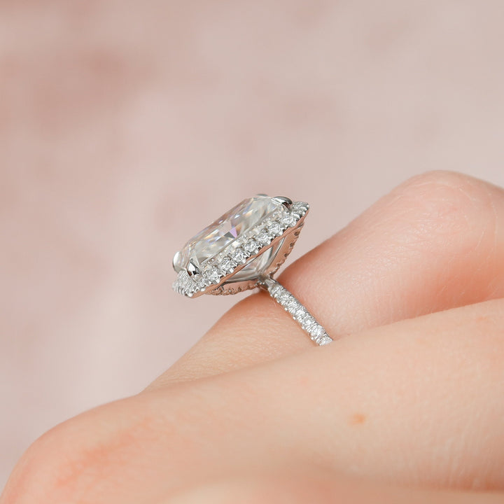 5 CT Radiant Cut Halo Moissanite Engagement Ring