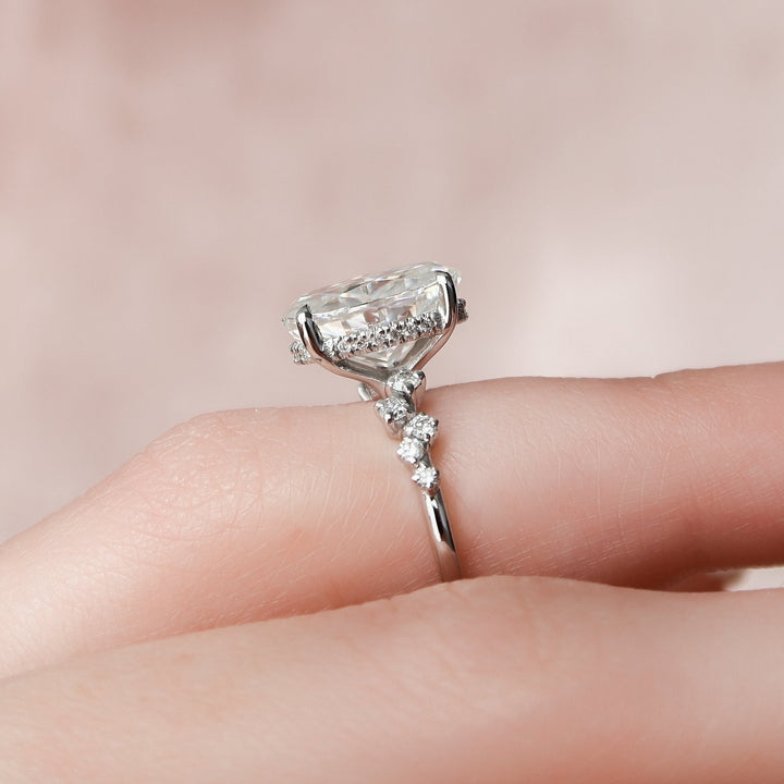 3.0CT Oval Cut Cluster Moissanite Diamond Engagement Ring