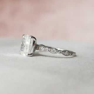 2.50CT Elongated Cushion cut Art Deco Moissanite Engagement Ring