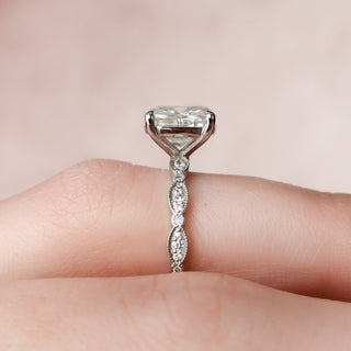2.5 CT Elongated Cushion cut Art Deco Moissanite Engagement Ring