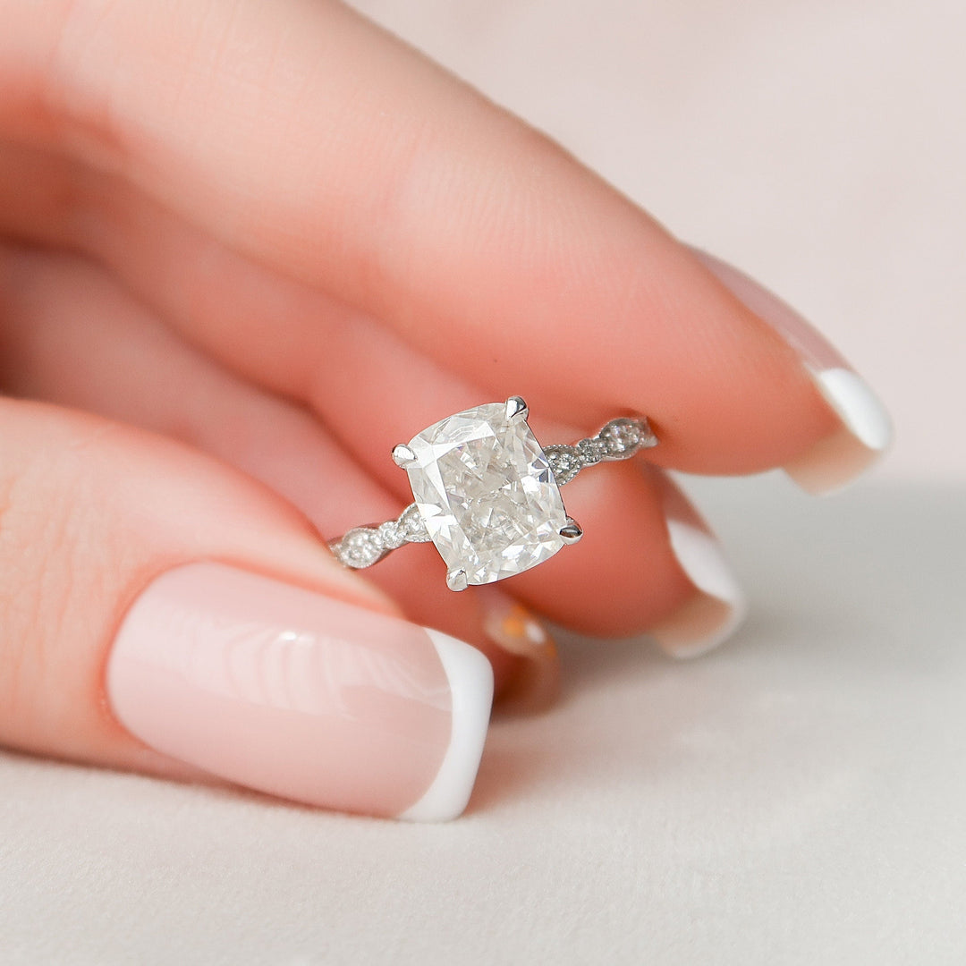2.50CT Elongated Cushion cut Art Deco Moissanite Diamond Engagement Ring
