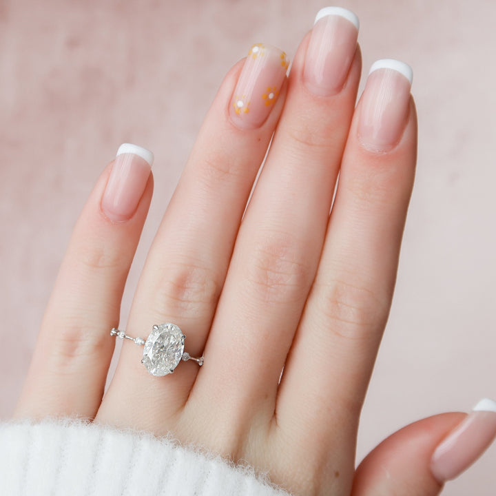 3.0CT Oval Cut Vintage Inspired Moissanite Engagement Ring