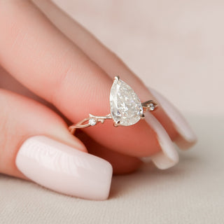 1.5 CT Pear Shaped Nature Inspired Twig Diamond Engagement Ring