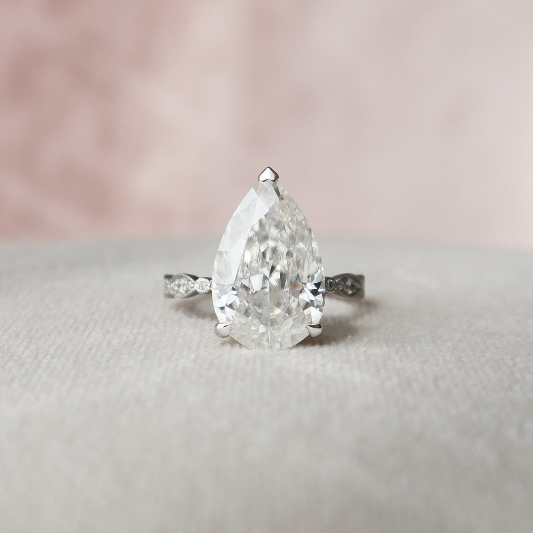 4.5 CT Pear Cut Moissanite Art Deco Engagement Ring