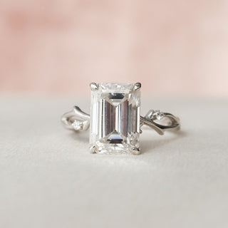 4 CT Emerald Cut Twig Moissanite Engagement Ring