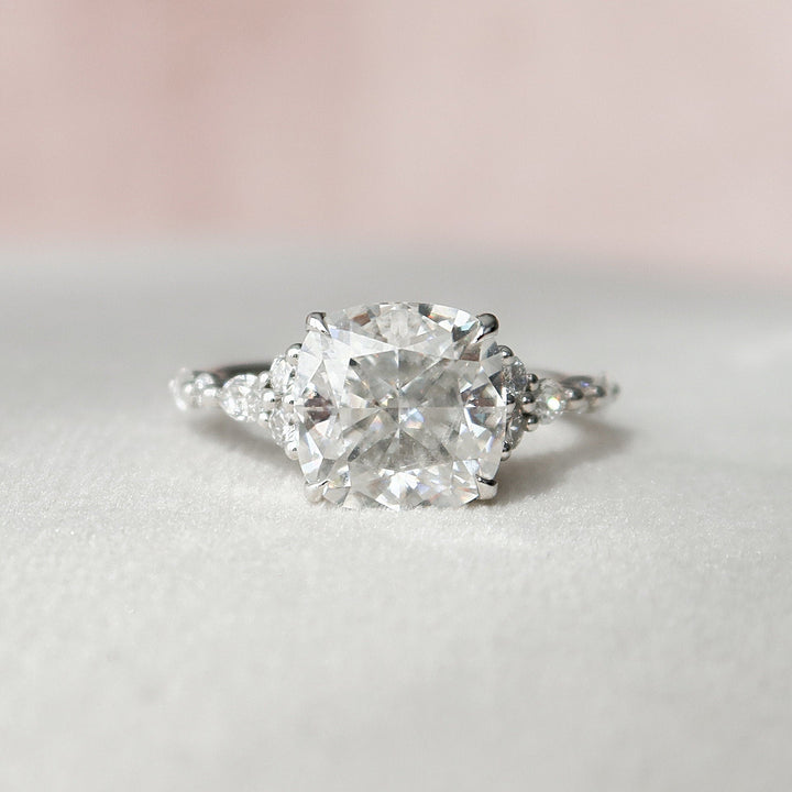 3.5 CT Cushion Cut Moissanite Engagement Ring