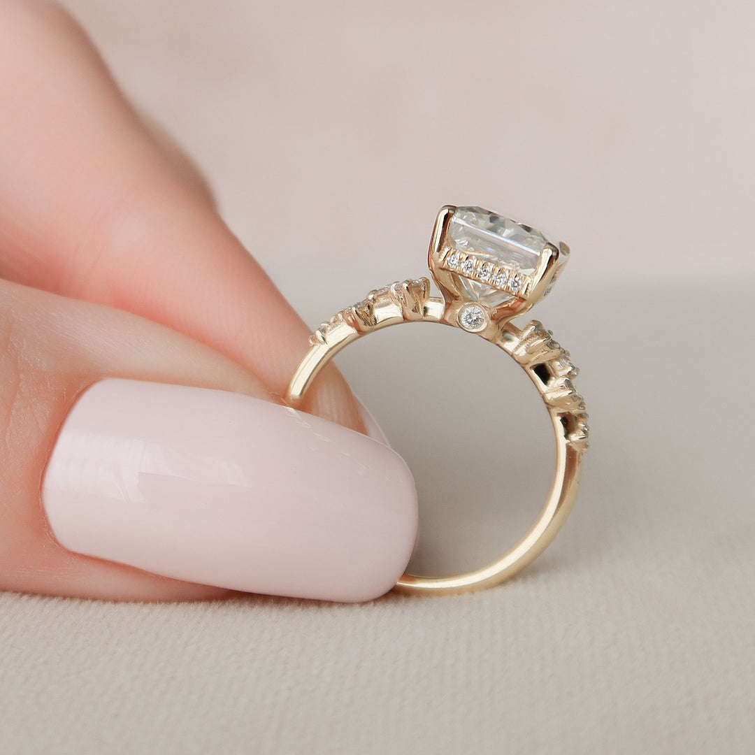 3.50CT Radiant Cut Cluster Moissanite Diamond Engagement Ring For Women