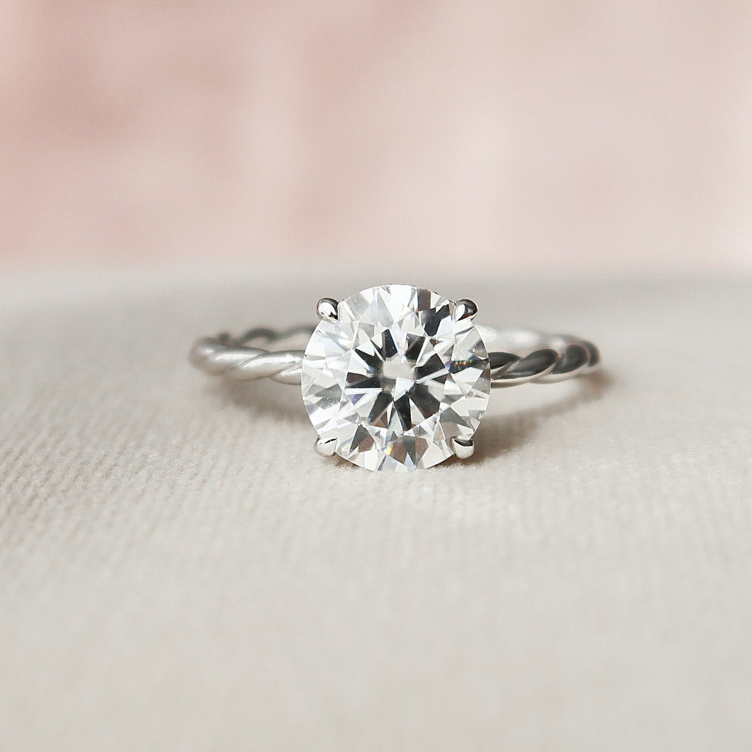 2.5 CT Round cut Braided Moissanite Engagement Ring