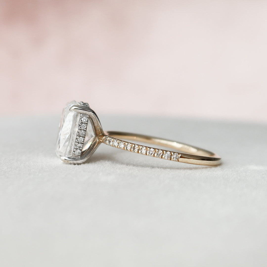 4.50CT Elongated Cushion Cut Moissanite Hidden Halo Diamond Engagement Ring