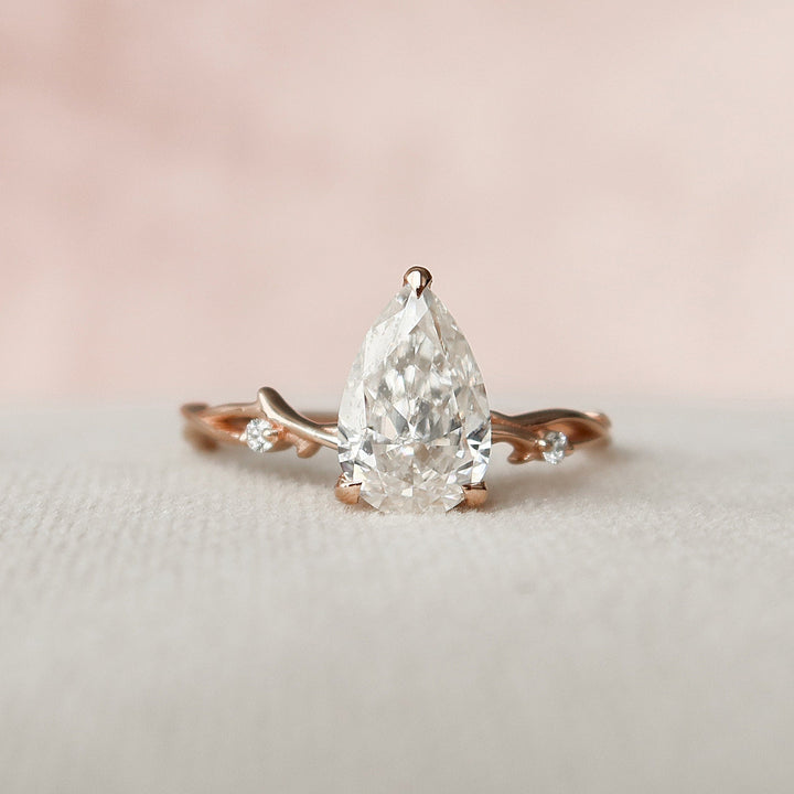 1.50CT Pear Shaped Nature Inspired Twig Diamond Engagement Ring