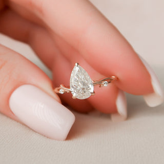 1.50CT Pear Shaped Nature Inspired Twig Diamond Engagement Ring