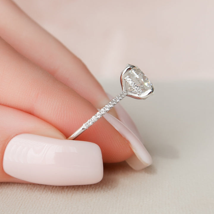 2.50CT Round Cut Pave Setting Moissanite Engagement Ring