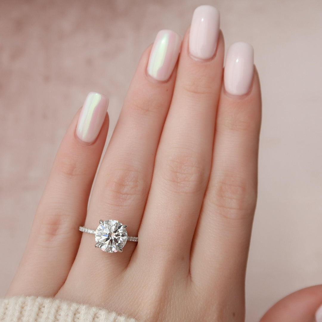 2.50CT Round Cut Pave Setting Moissanite Engagement Ring