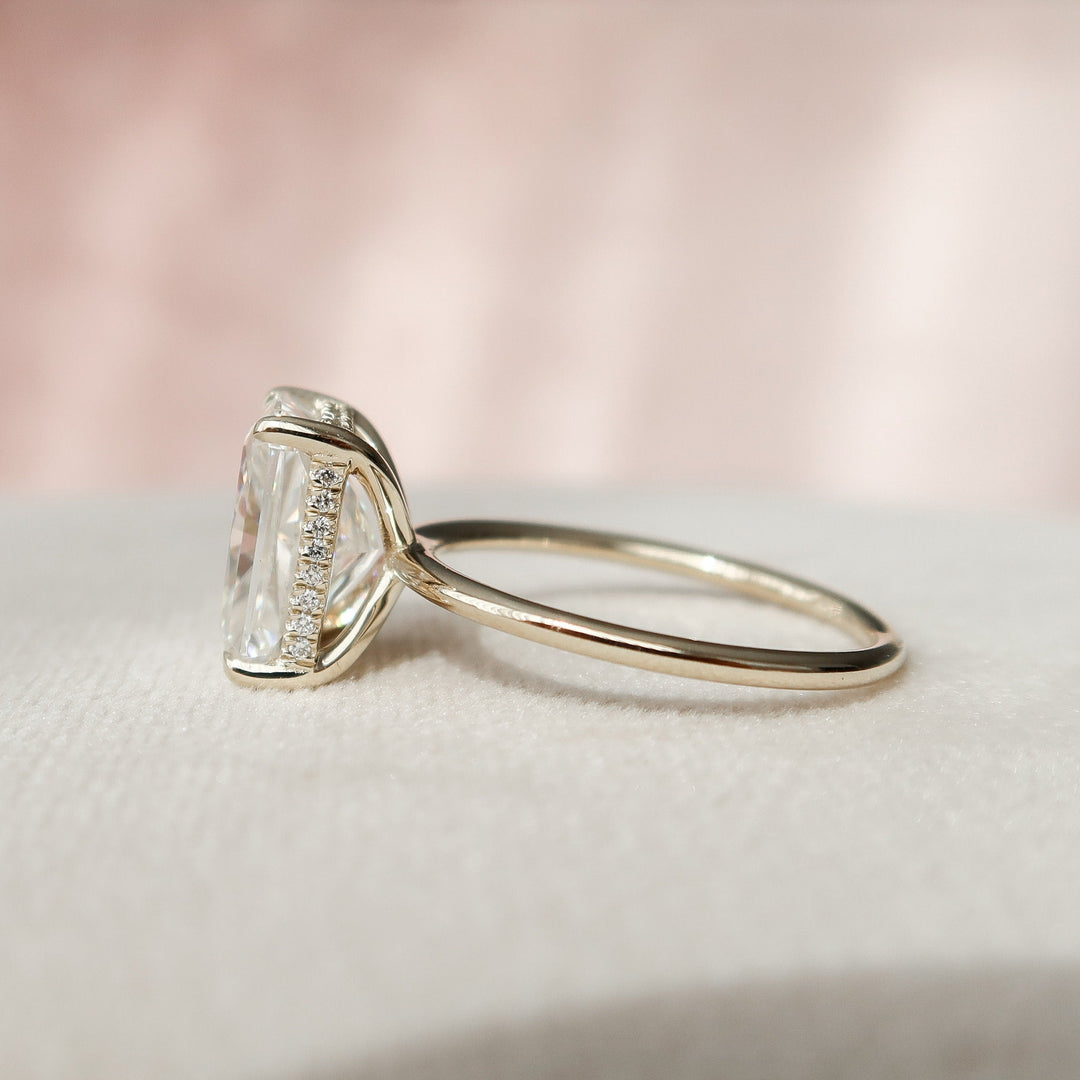 4.50CT Radiant Cut Hidden Halo Moissanite Engagement Ring