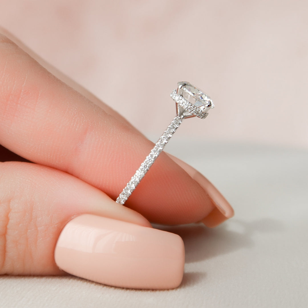 1.50CT Round Cut Hidden Halo Moissanite Engagement Ring