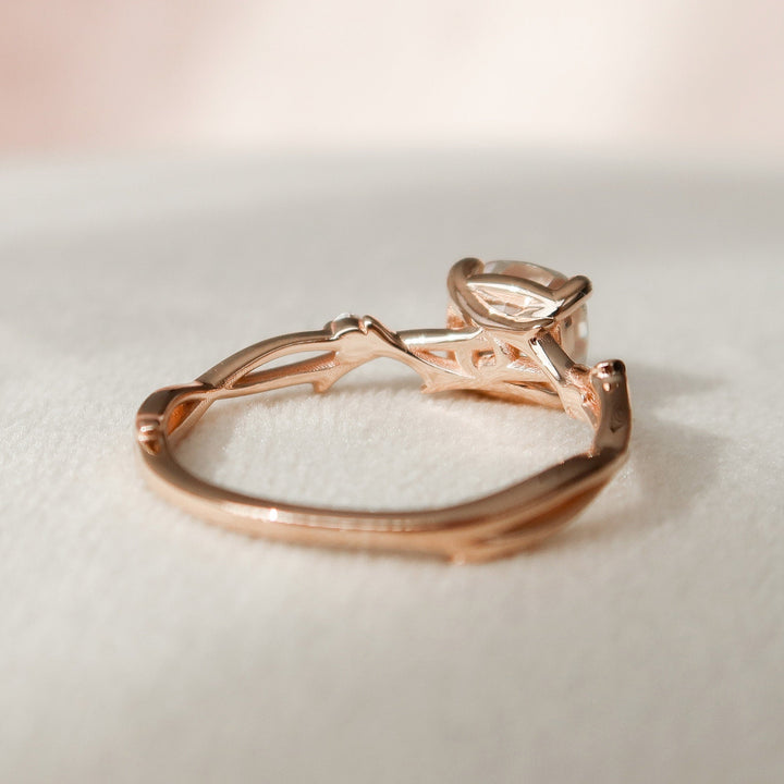 1.50CT Cushion Cut Branch Moissanite Engagement Ring