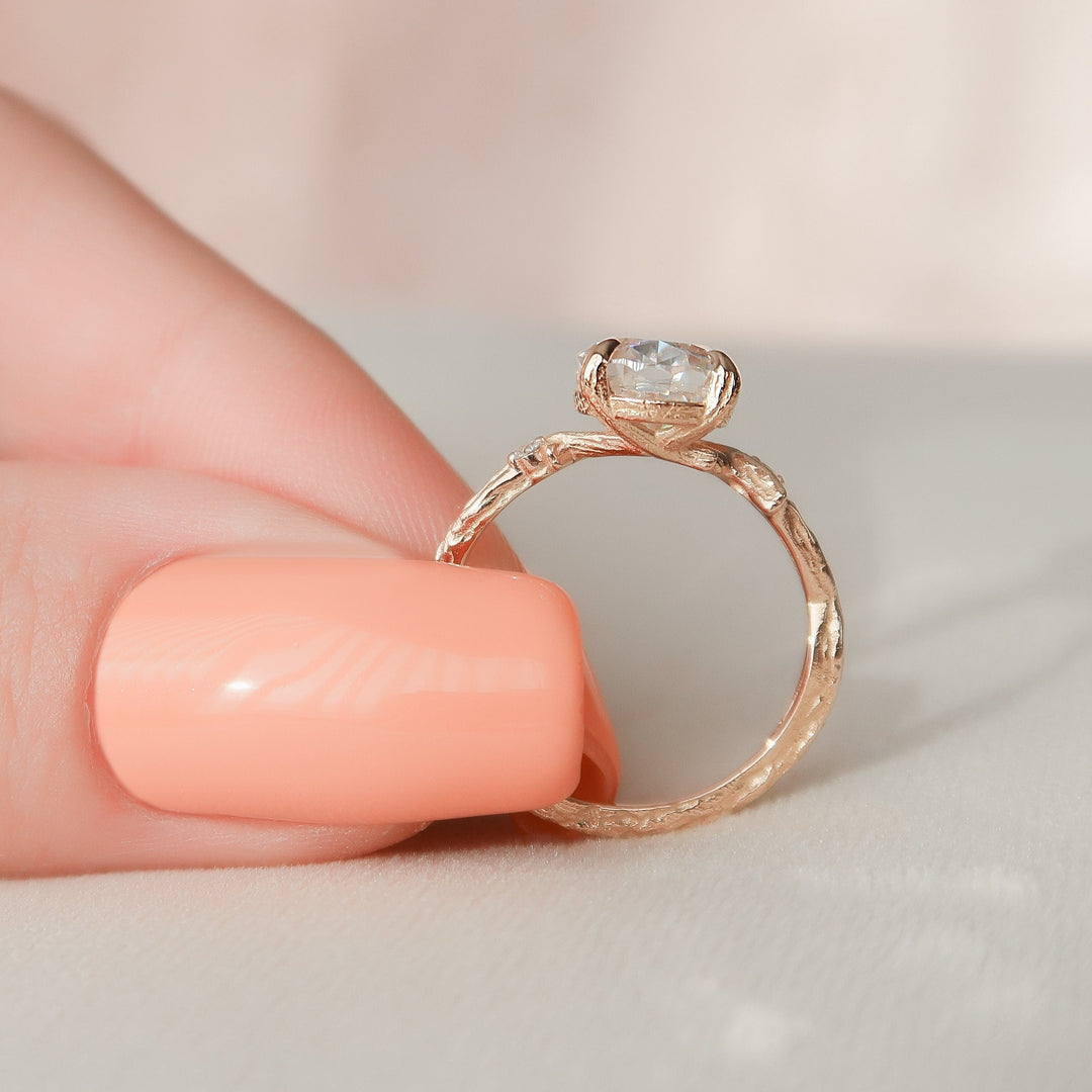 2.0CT Oval Cut Moissanite Branches Engagement Ring