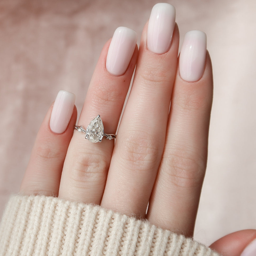 1.50CT Pear Shaped Nature Inspired Twig Diamond Engagement Ring