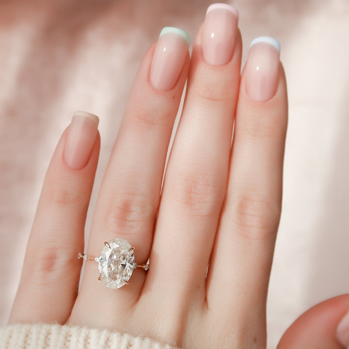 5.0CT Oval Cut Moissanite Solitaire Engagement Ring