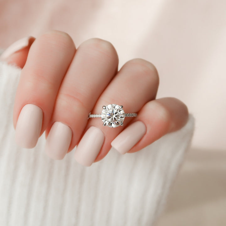 2.50CT Round Cut Pave Setting Moissanite Engagement Ring