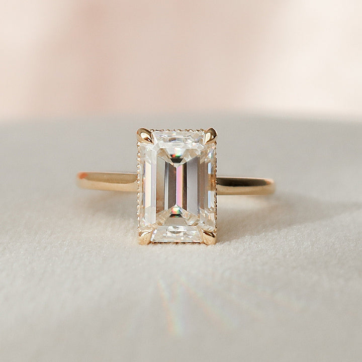 3.0CT Emerald Cut Moissanite Engagement Ring