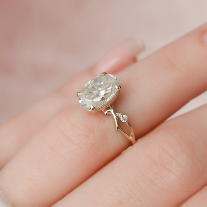 2.0CT Oval Cut Moissanite Branches Engagement Ring