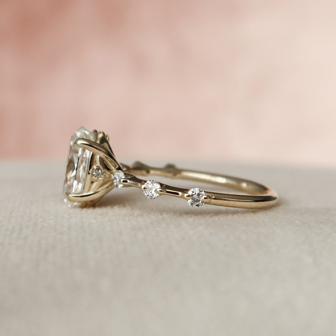 1.50CT Oval Cut Petite Pave Moissanite Engagement Ring