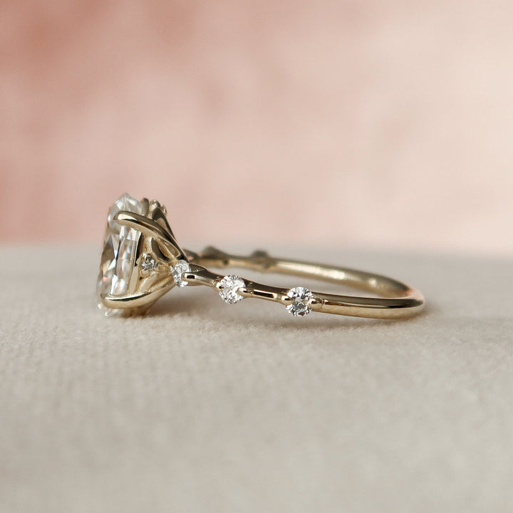 1.50CT Oval Cut Petite Pave Moissanite Engagement Ring