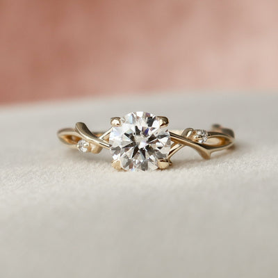 1.0CT Round Cut Branches Style Moissanite Engagement Ring