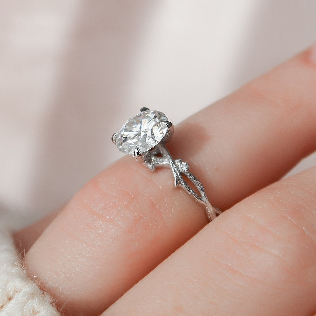 2.0CT Round Cut Twig Nature Inspired Moissanite Engagement Ring