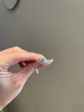 3.0ct Round Cut Hidden Halo Moissanite Diamond Engagement Ring