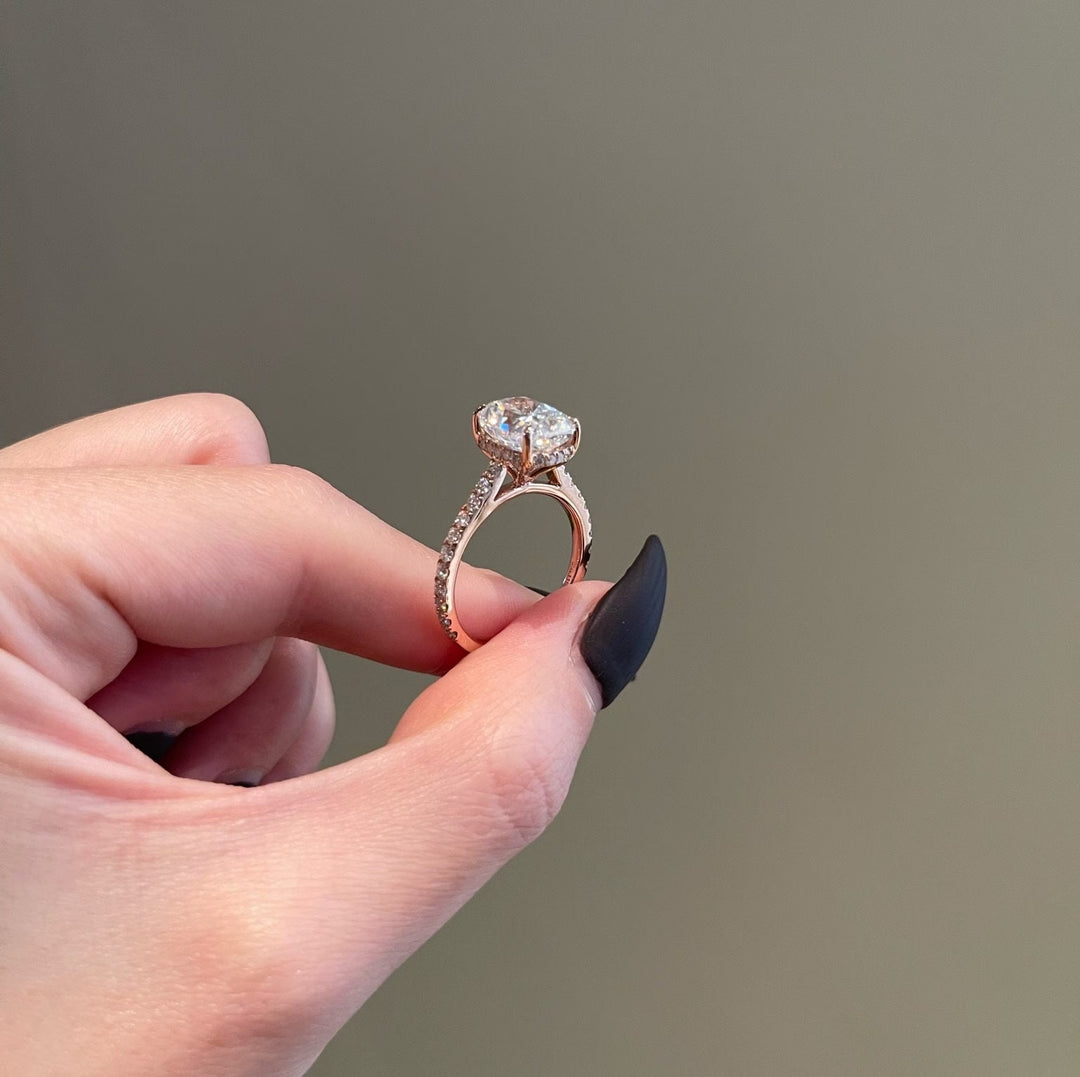 1.0 ct  Round  cut Gabriel Halo   Moissanite solitaire  Engagement Ring