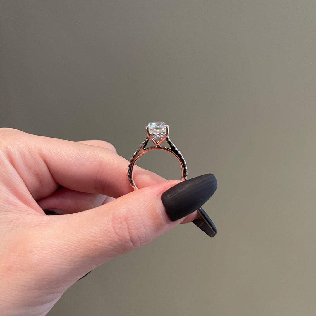 1.0 ct  Round  cut Gabriel Halo   Moissanite solitaire  Engagement Ring