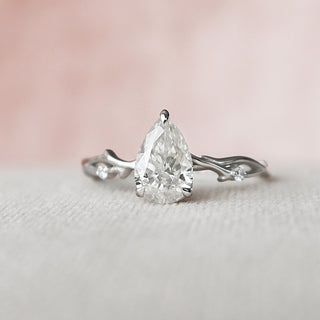 1 CT Pear Cut Nature Inspired Moissanite Engagement Ring