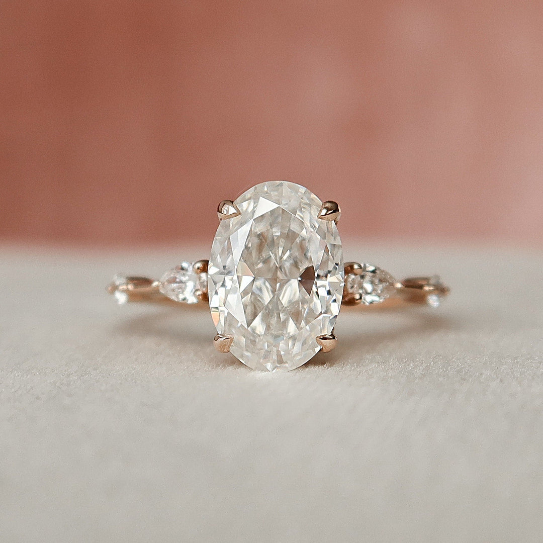 2 CT Oval Cut with Three Stones Moissanite Engagement Ring