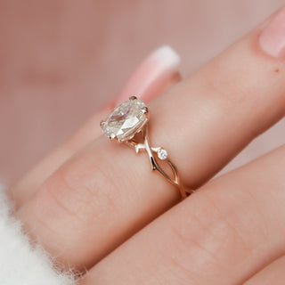 1 CT Oval Cut Twig  Moissanite  Nature Inspired Wedding Ring