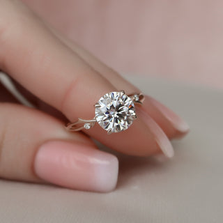 2.5 CT Twig Round Moissanite Nature Inspired Branch Engagement Ring